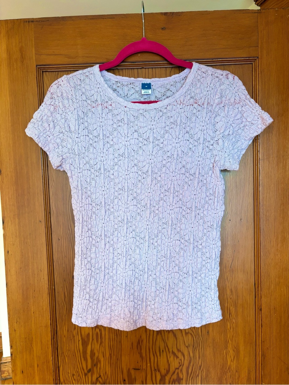 Light Purple Lace-Texture Short Sleeve Top